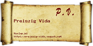 Preiszig Vida névjegykártya
